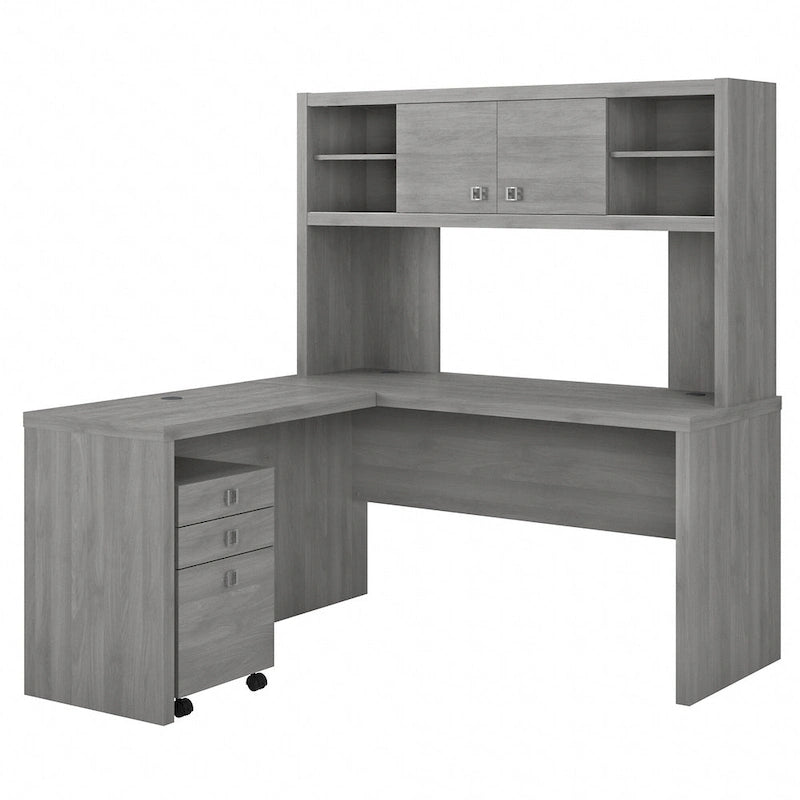 Bureau d'angle Echo avec étagère et tiroirs, par Bush Business Furniture