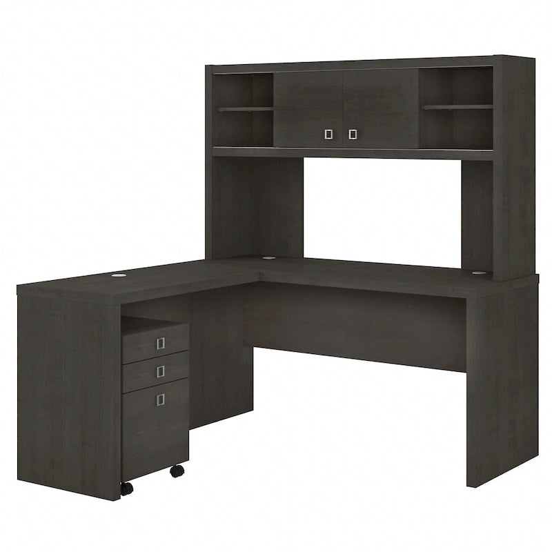 Bureau d'angle Echo avec étagère et tiroirs, par Bush Business Furniture
