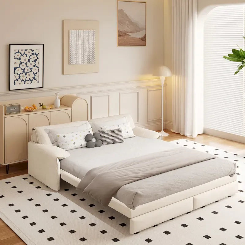 Canapé-lit convertible 3 en 1 avec rangement latéral, canapé-lit Queen 66 pouces, causeuse en velours