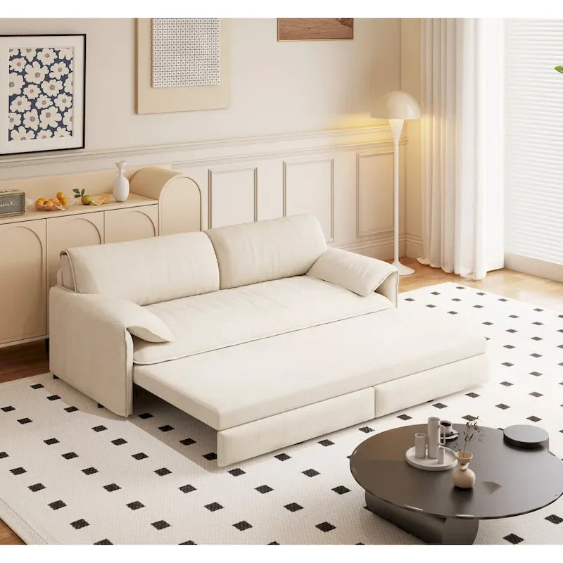 Canapé-lit convertible 3 en 1 avec rangement latéral, canapé-lit Queen 66 pouces, causeuse en velours