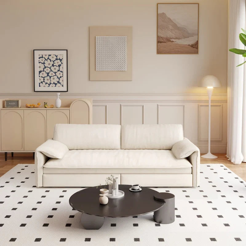 Canapé-lit convertible 3 en 1 avec rangement latéral, canapé-lit Queen 66 pouces, causeuse en velours