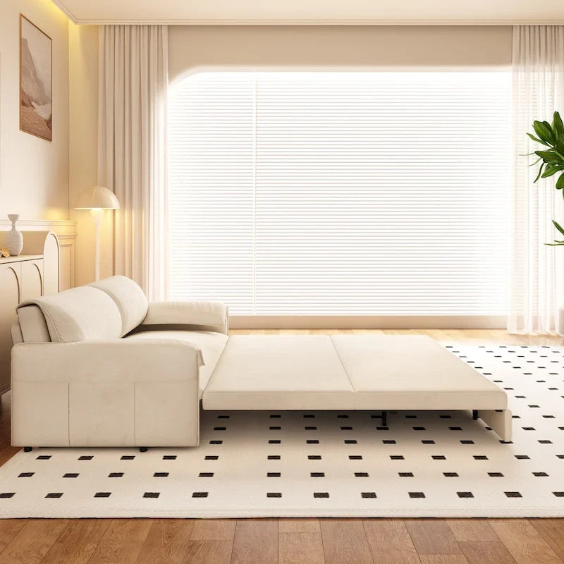 Canapé-lit convertible 3 en 1 avec rangement latéral, canapé-lit Queen 66 pouces, causeuse en velours