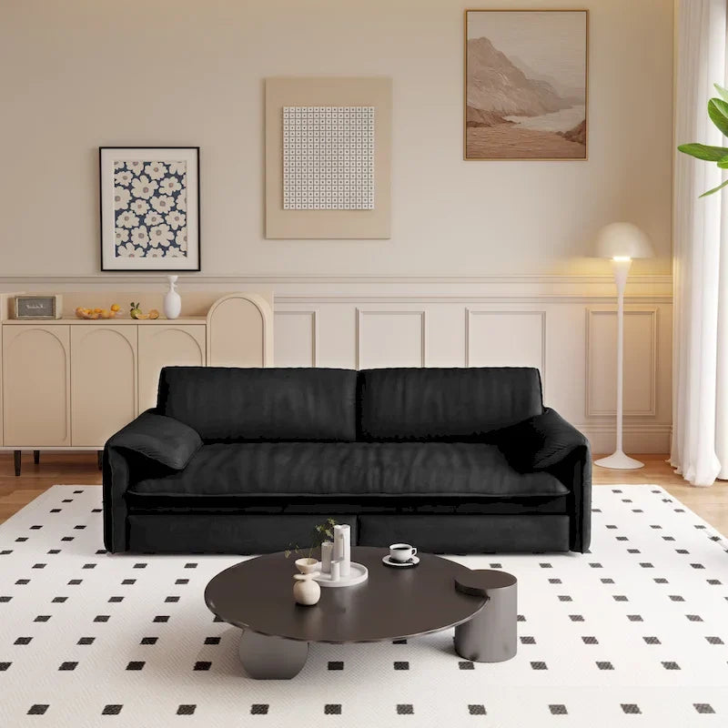 Canapé-lit convertible 3 en 1 avec rangement latéral, canapé-lit Queen 66 pouces, causeuse en velours