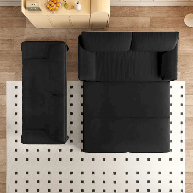 Canapé-lit convertible 3 en 1 avec rangement latéral, canapé-lit Queen 66 pouces, causeuse en velours