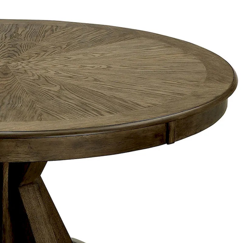 Table de salle à manger ronde en bois massif avec pied central, chêne clair
