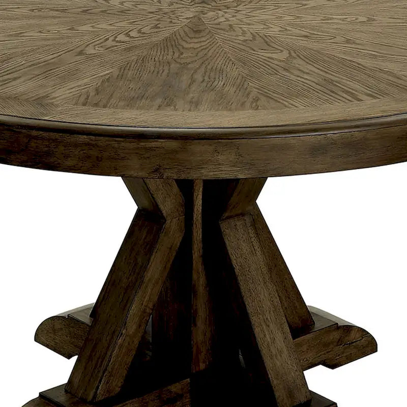 Table de salle à manger ronde en bois massif avec pied central, chêne clair