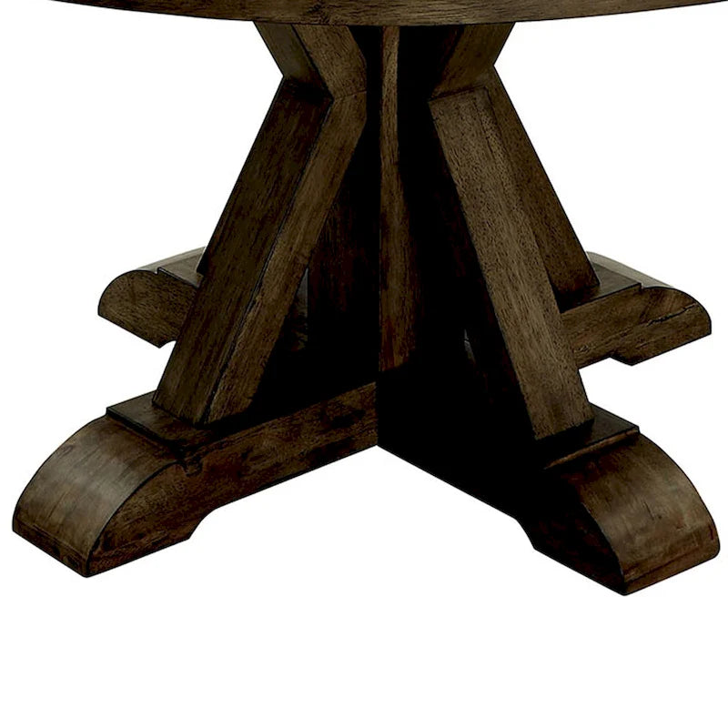 Table de salle à manger ronde en bois massif avec pied central, chêne clair