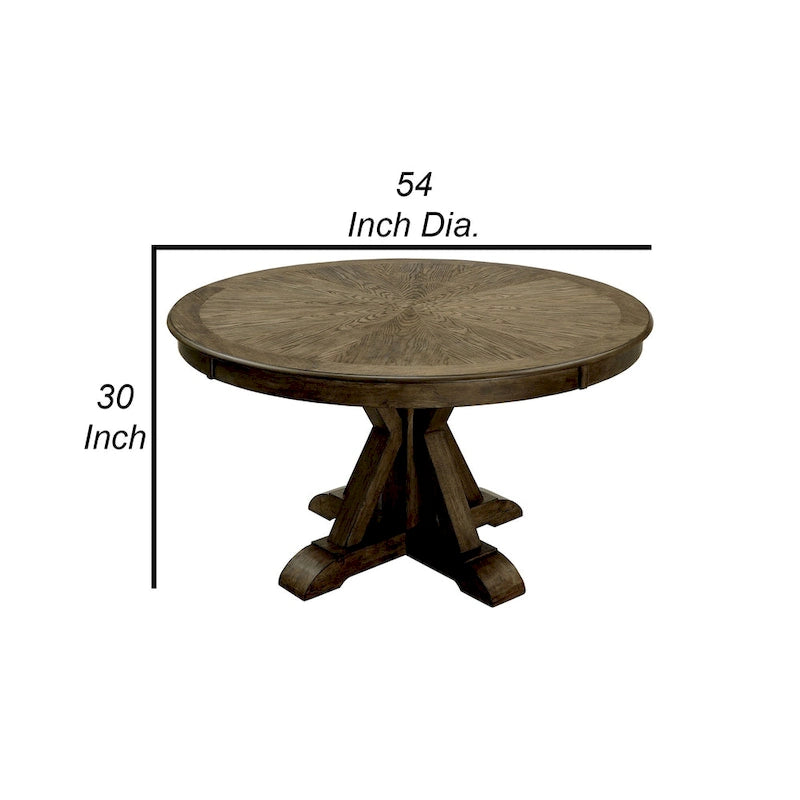 Table de salle à manger ronde en bois massif avec pied central, chêne clair