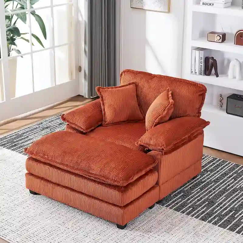 Fauteuil surdimensionné de 56,9 cm de large avec repose-pieds, fauteuil de lecture pour chambre, canapé-lit confortable, grand fauteuil inclinable moderne.