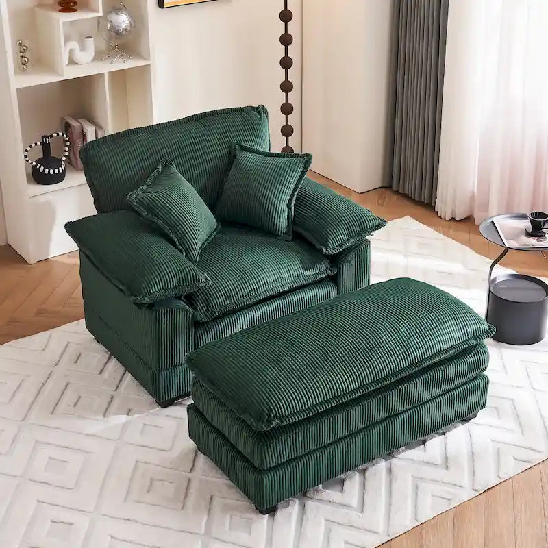 Fauteuil surdimensionné de 56,9 cm de large avec repose-pieds, fauteuil de lecture pour chambre, canapé-lit confortable, grand fauteuil inclinable moderne.