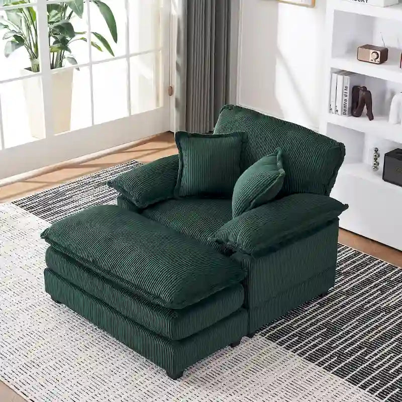 Fauteuil surdimensionné de 56,9 cm de large avec repose-pieds, fauteuil de lecture pour chambre, canapé-lit confortable, grand fauteuil inclinable moderne.