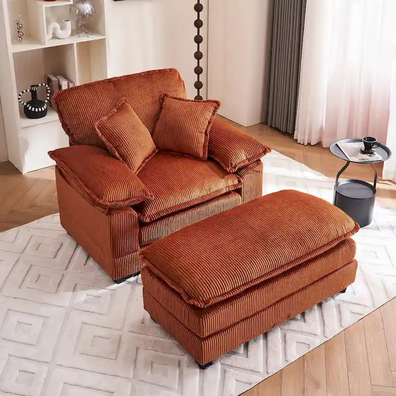 Fauteuil surdimensionné de 56,9 cm de large avec repose-pieds, fauteuil de lecture pour chambre, canapé-lit confortable, grand fauteuil inclinable moderne.