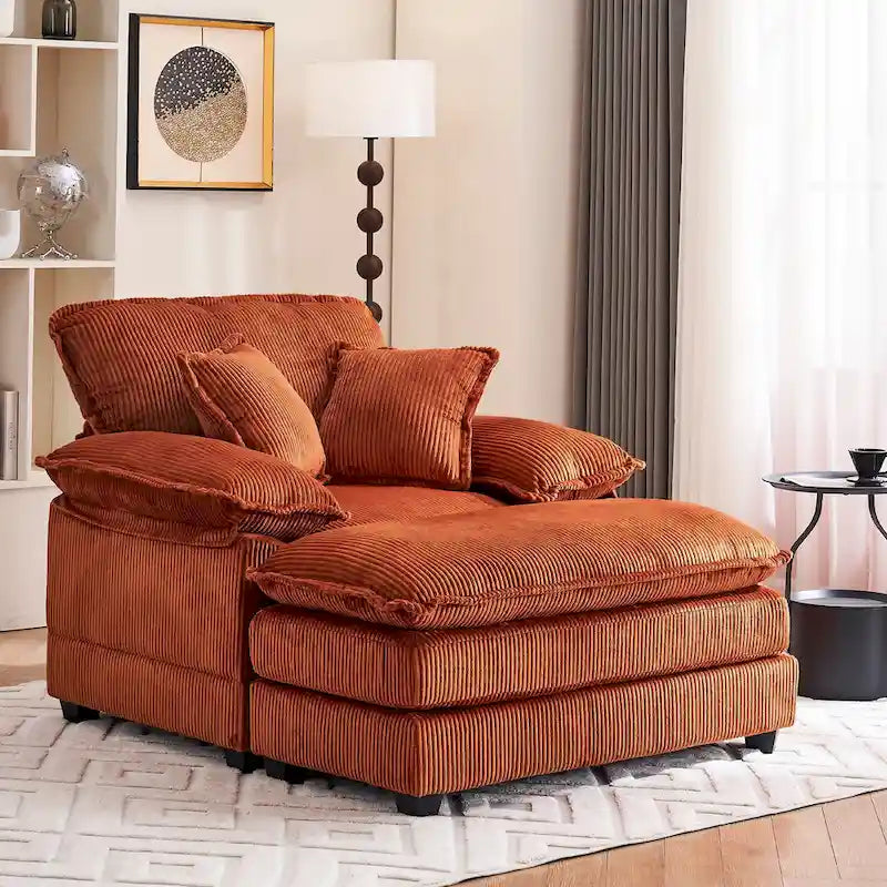 Fauteuil surdimensionné de 56,9 cm de large avec repose-pieds, fauteuil de lecture pour chambre, canapé-lit confortable, grand fauteuil inclinable moderne.