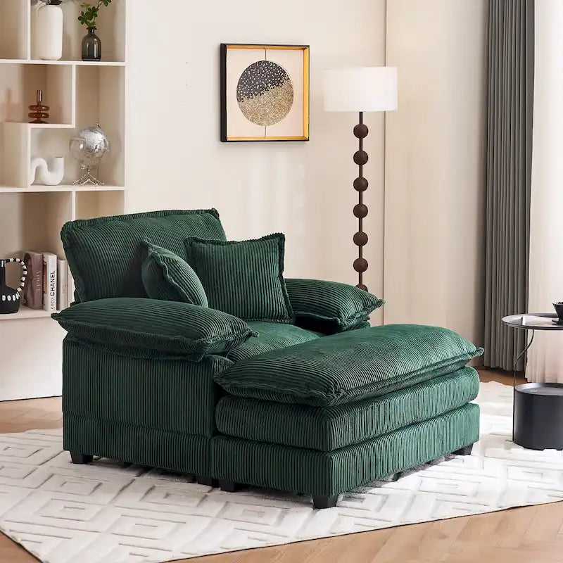 Fauteuil surdimensionné de 56,9 cm de large avec repose-pieds, fauteuil de lecture pour chambre, canapé-lit confortable, grand fauteuil inclinable moderne.