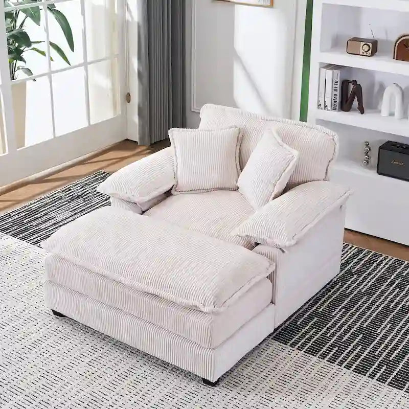 Fauteuil surdimensionné de 56,9 cm de large avec repose-pieds, fauteuil de lecture pour chambre, canapé-lit confortable, grand fauteuil inclinable moderne.