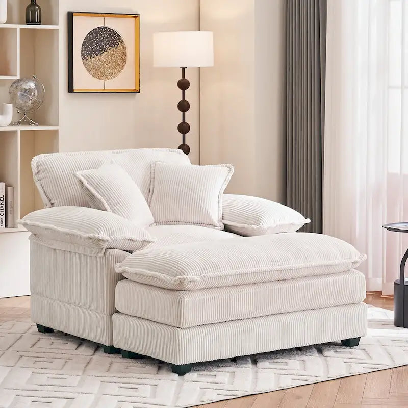 Fauteuil surdimensionné de 56,9 cm de large avec repose-pieds, fauteuil de lecture pour chambre, canapé-lit confortable, grand fauteuil inclinable moderne.