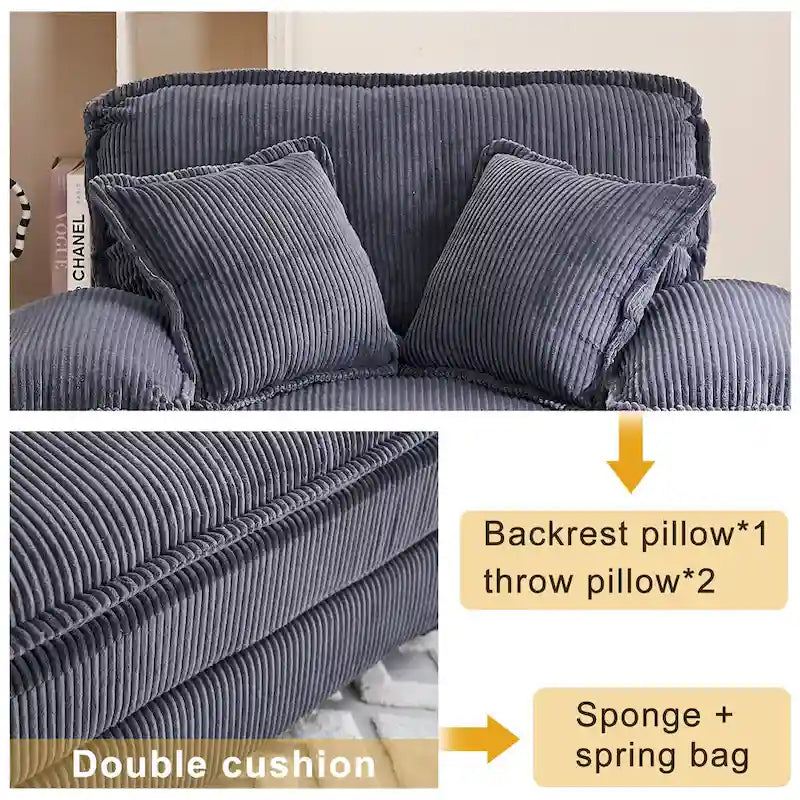 Fauteuil surdimensionné de 56,9 cm de large avec repose-pieds, fauteuil de lecture pour chambre, canapé-lit confortable, grand fauteuil inclinable moderne.