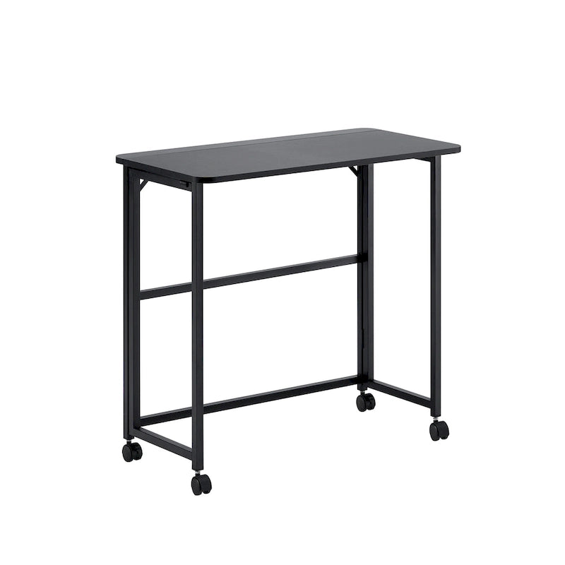 Bureau pliable minimaliste avec plateau monobloc et 4 roulettes pour bureaux à domicile, chambres ou chambres d'étudiants