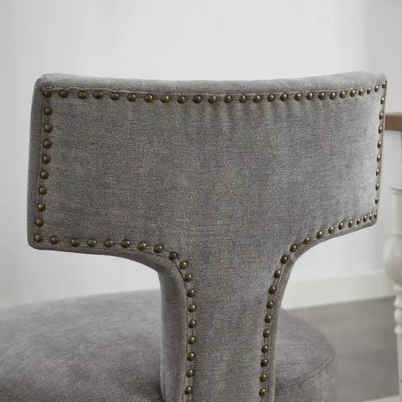 Ensemble de 2 chaises de salle à manger modernes, chaises d'appoint rembourrées en lin, dossier incurvé, structure en bois d'hévéa