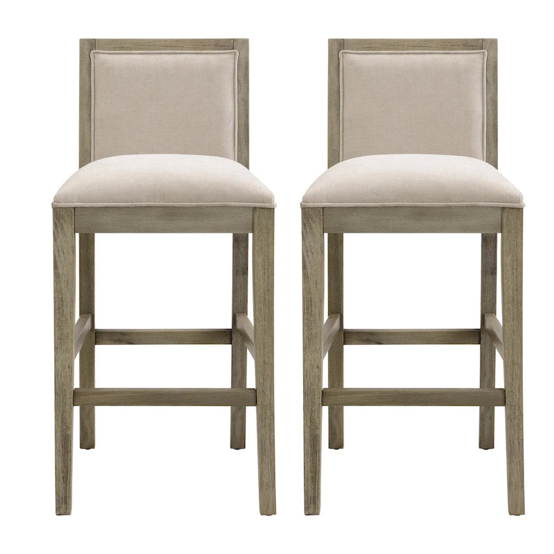 Tabourets de bar rétro Roomfitters, lot de 2, hauteur bar 30,5 cm, coussin en tissu et structure en bois.