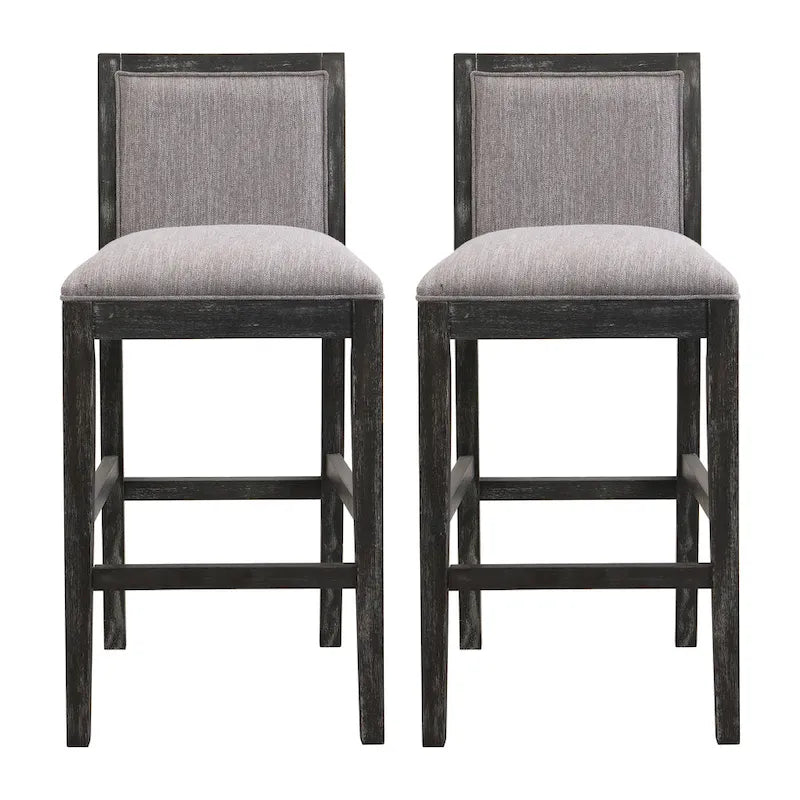 Tabourets de bar rétro Roomfitters, lot de 2, hauteur bar 30,5 cm, coussin en tissu et structure en bois.