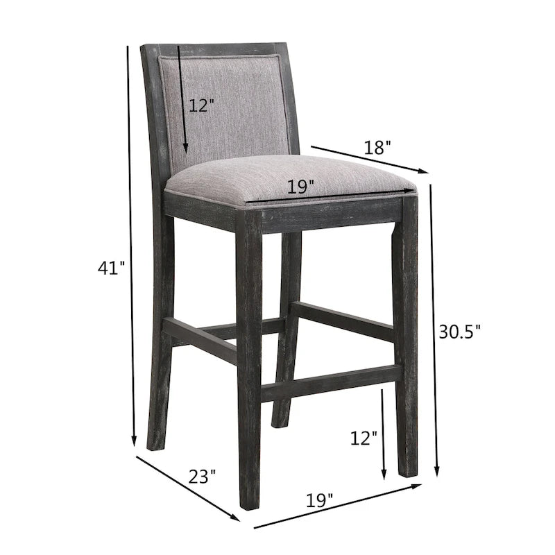 Tabourets de bar rétro Roomfitters, lot de 2, hauteur bar 30,5 cm, coussin en tissu et structure en bois.