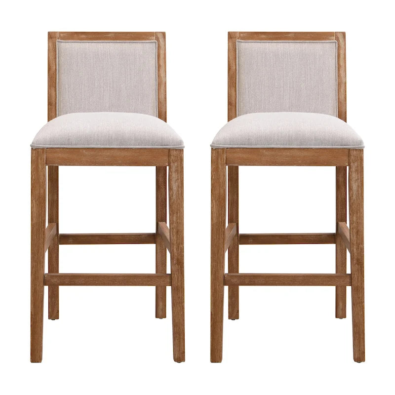 Tabourets de bar rétro Roomfitters, lot de 2, hauteur bar 30,5 cm, coussin en tissu et structure en bois.