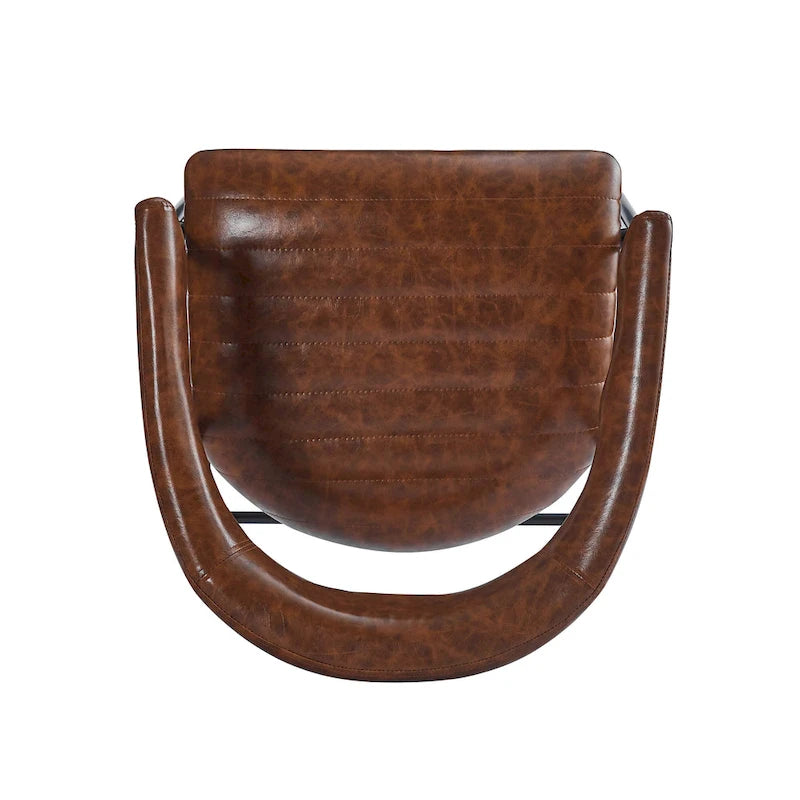 Tabourets de bar Roomfitters 26 pouces, revêtement PU, lot de 2, hauteur bar, structure en fer, dossier, repose-pieds et accoudoirs, marron