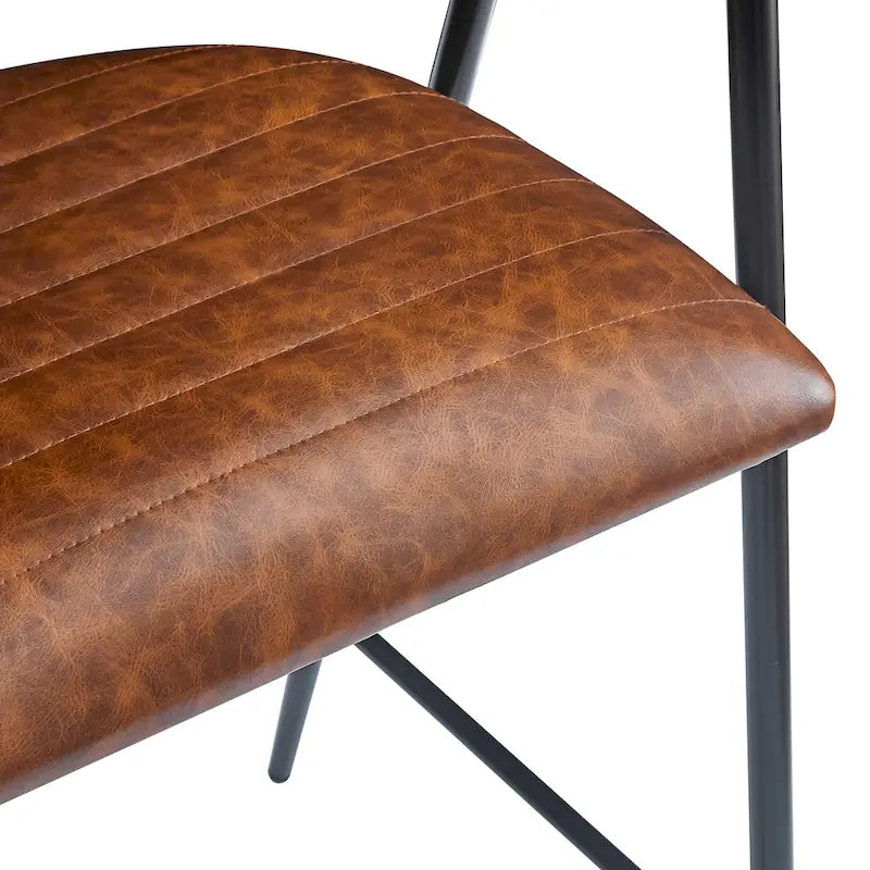 Tabourets de bar Roomfitters 26 pouces, revêtement PU, lot de 2, hauteur bar, structure en fer, dossier, repose-pieds et accoudoirs, marron