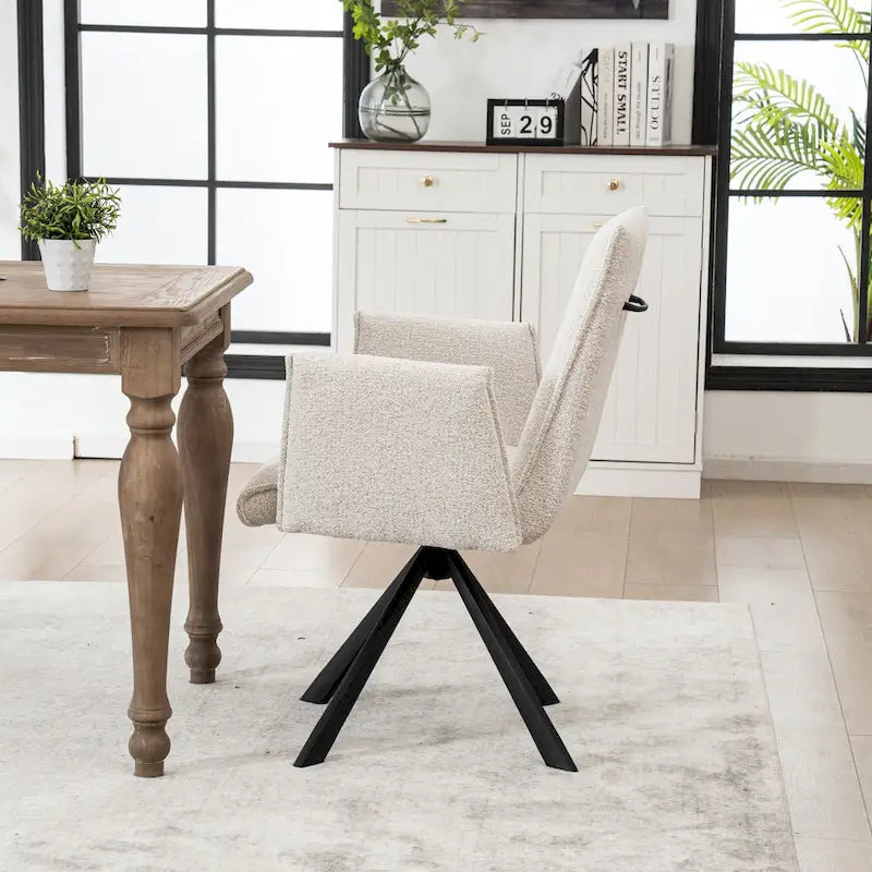 Chaises de salle à manger modernes rembourrées avec pieds pivotants en métal