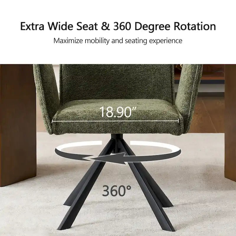 Chaises de salle à manger modernes rembourrées avec pieds pivotants en métal