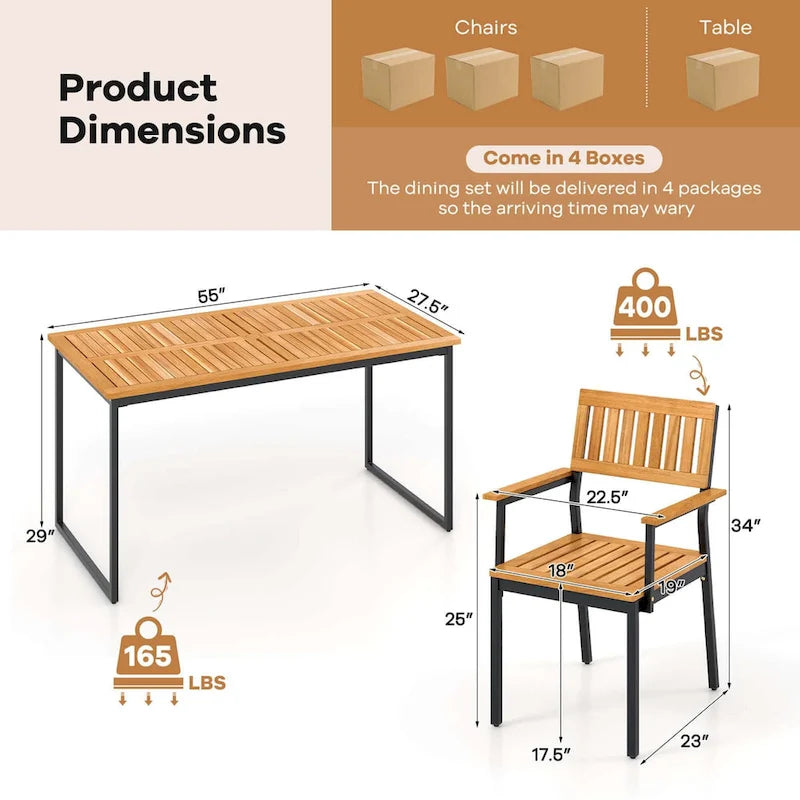Ensemble de salle à manger d'extérieur Costway 7 pièces pour 6 personnes avec structure métallique et trou pour parasol - 7 pièces