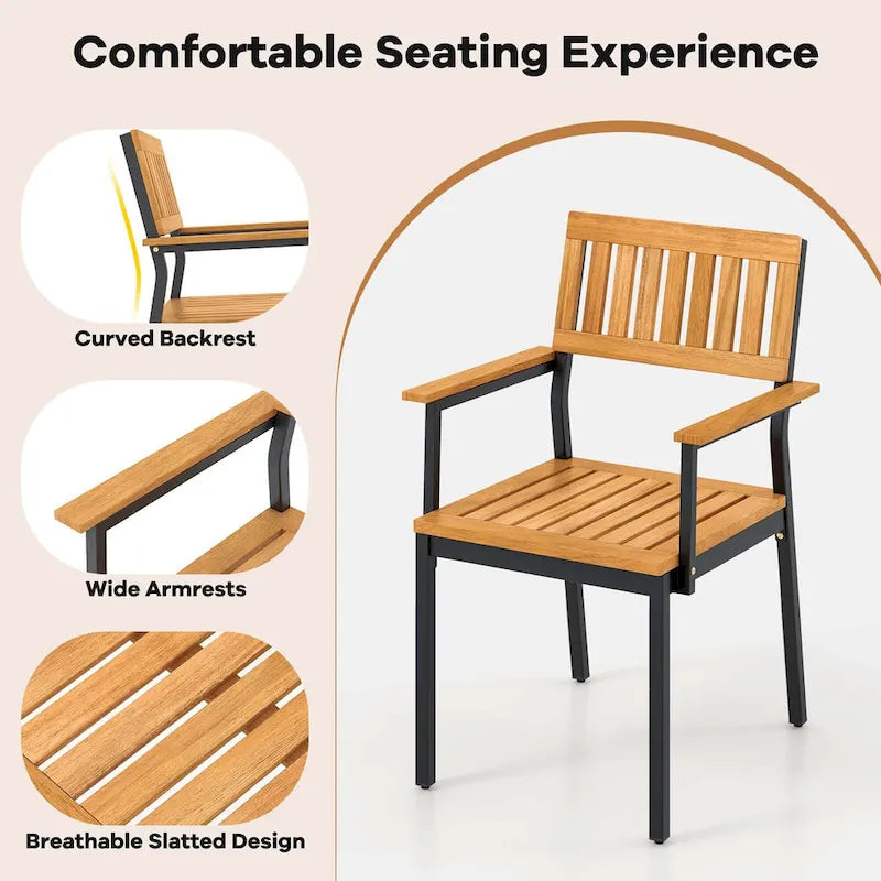 Ensemble de salle à manger d'extérieur Costway 7 pièces pour 6 personnes avec structure métallique et trou pour parasol - 7 pièces