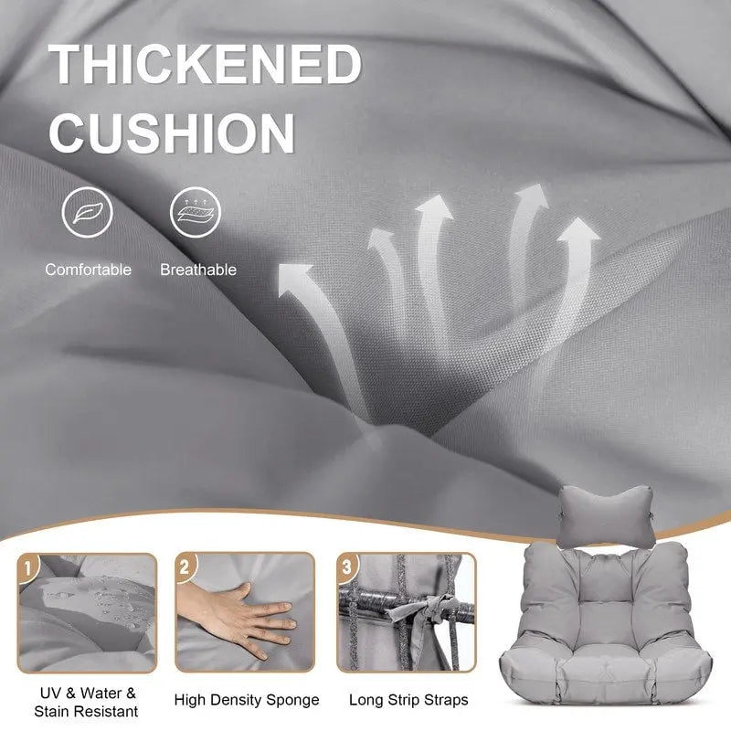 Fauteuil suspendu œuf de luxe FINCATI pour intérieur (sans support), fauteuil suspendu œuf d'extérieur (supportant jusqu'à 159 kg) sans support, balancelle œuf sans support