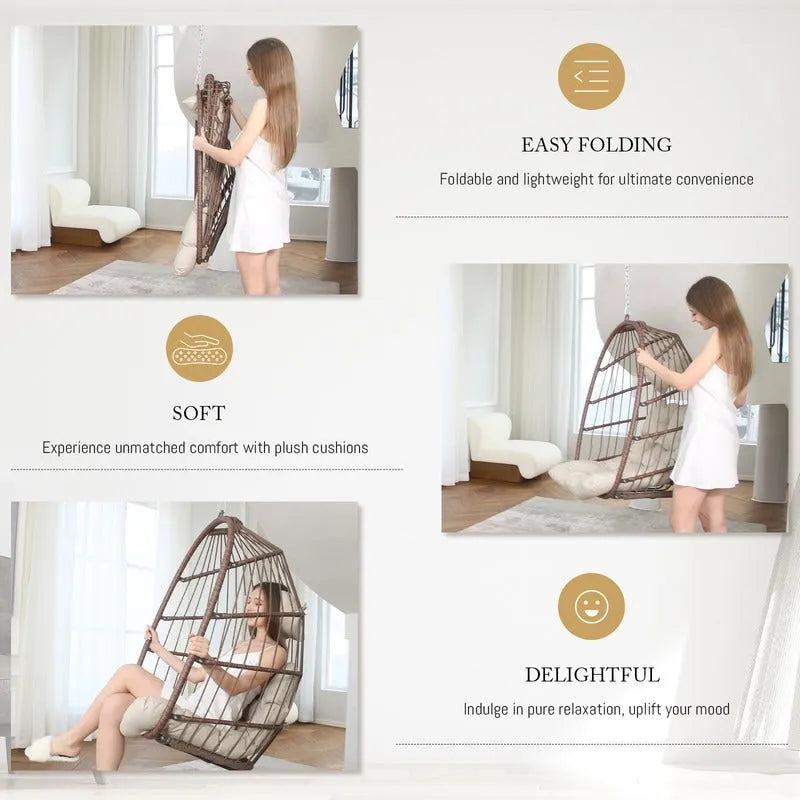 Fauteuil suspendu œuf de luxe FINCATI pour intérieur (sans support), fauteuil suspendu œuf d'extérieur (supportant jusqu'à 159 kg) sans support, balancelle œuf sans support