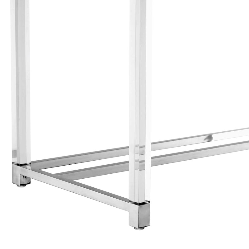 Bureau HomeRoots 48 en bois, acrylique et acier inoxydable, blanc, transparent et doré, avec deux tiroirs