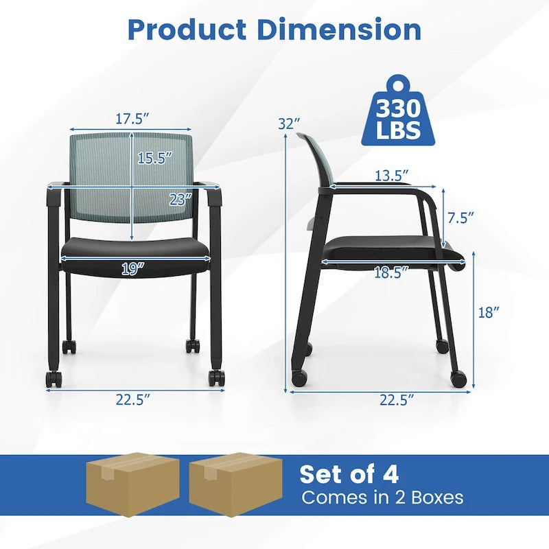 Ensemble de 2 ou 4 chaises de conférence Costway empilables en maille pour visiteurs de bureau