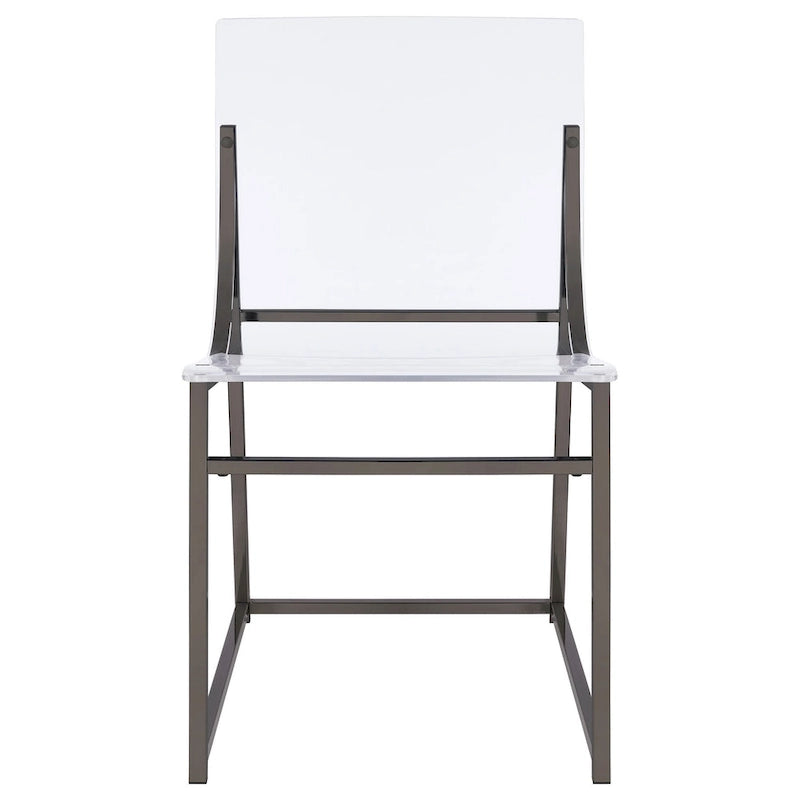 Ensemble de 2 chaises de salle à manger Dino, assise et dossier en acrylique transparent, finition nickel noir, 45,7 cm (18 pouces)