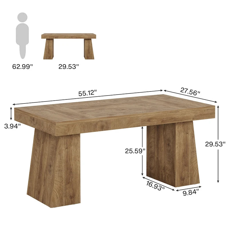 Bureau de direction moderne de 140 cm (55 pouces), bureau d'ordinateur en bois, poste de travail professionnel