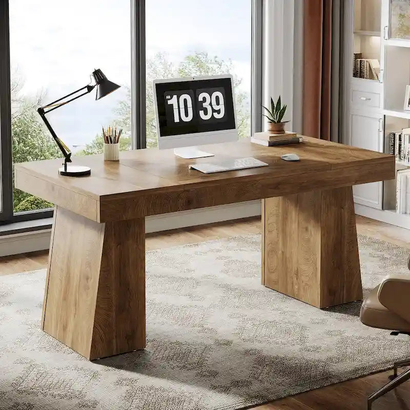 Bureau de direction moderne de 140 cm (55 pouces), bureau d'ordinateur en bois, poste de travail professionnel