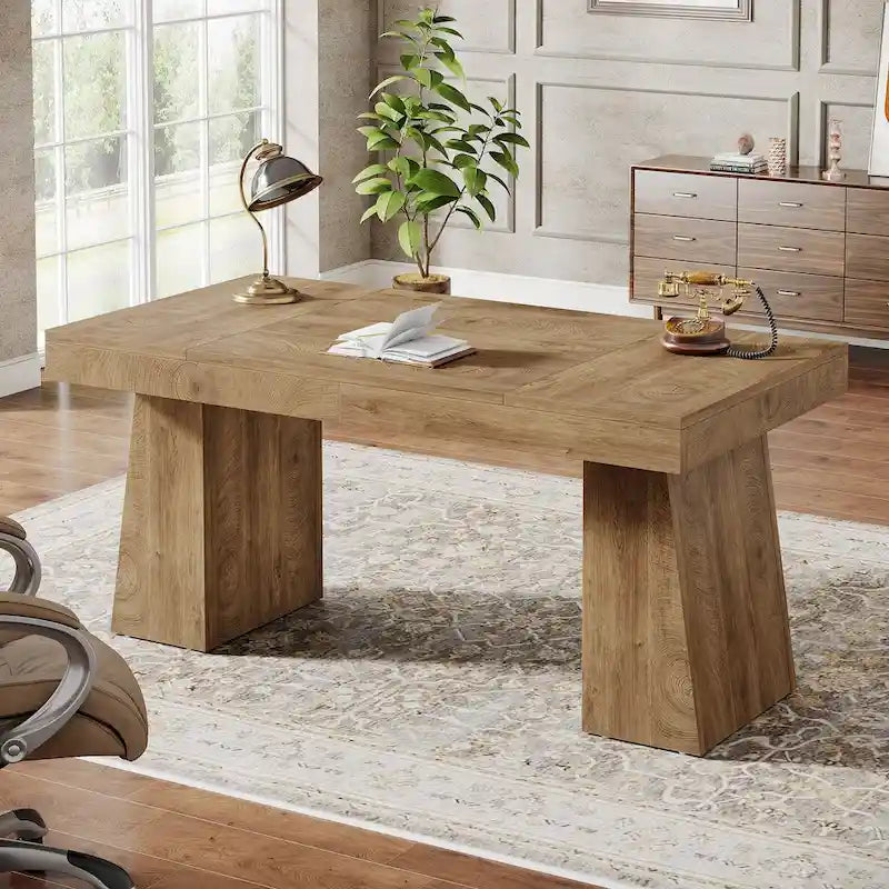 Bureau de direction moderne de 140 cm (55 pouces), bureau d'ordinateur en bois, poste de travail professionnel