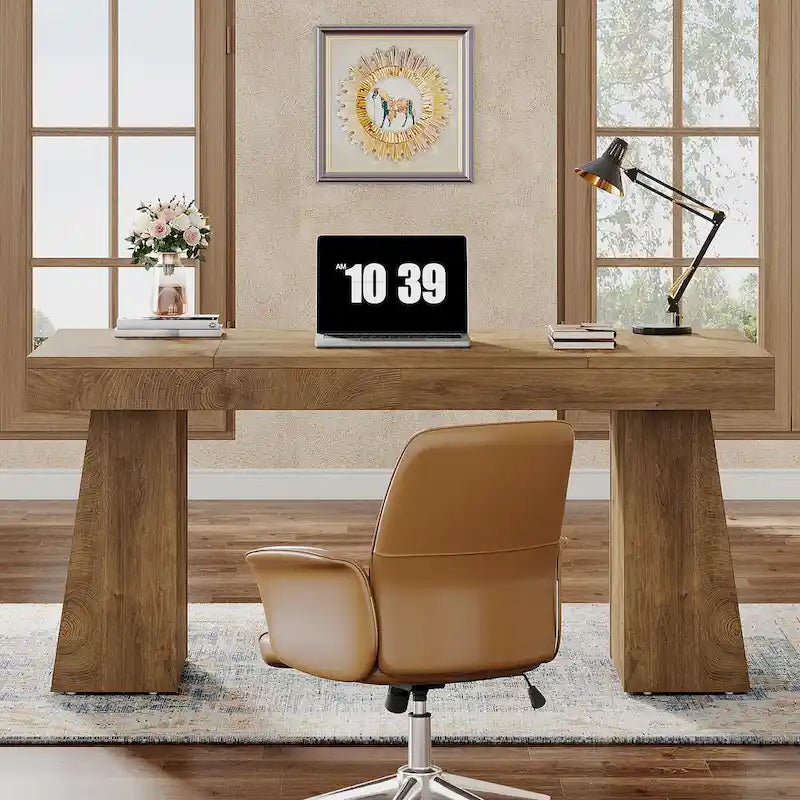 Bureau de direction moderne de 140 cm (55 pouces), bureau d'ordinateur en bois, poste de travail professionnel