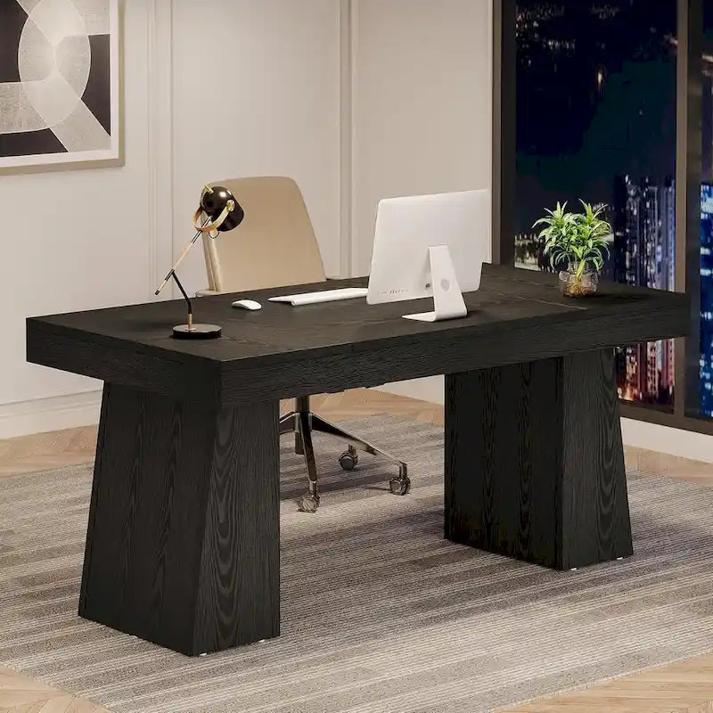 Bureau de direction moderne de 140 cm (55 pouces), bureau d'ordinateur en bois, poste de travail professionnel