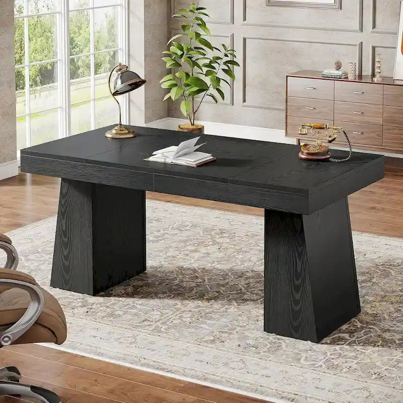 Bureau de direction moderne de 140 cm (55 pouces), bureau d'ordinateur en bois, poste de travail professionnel