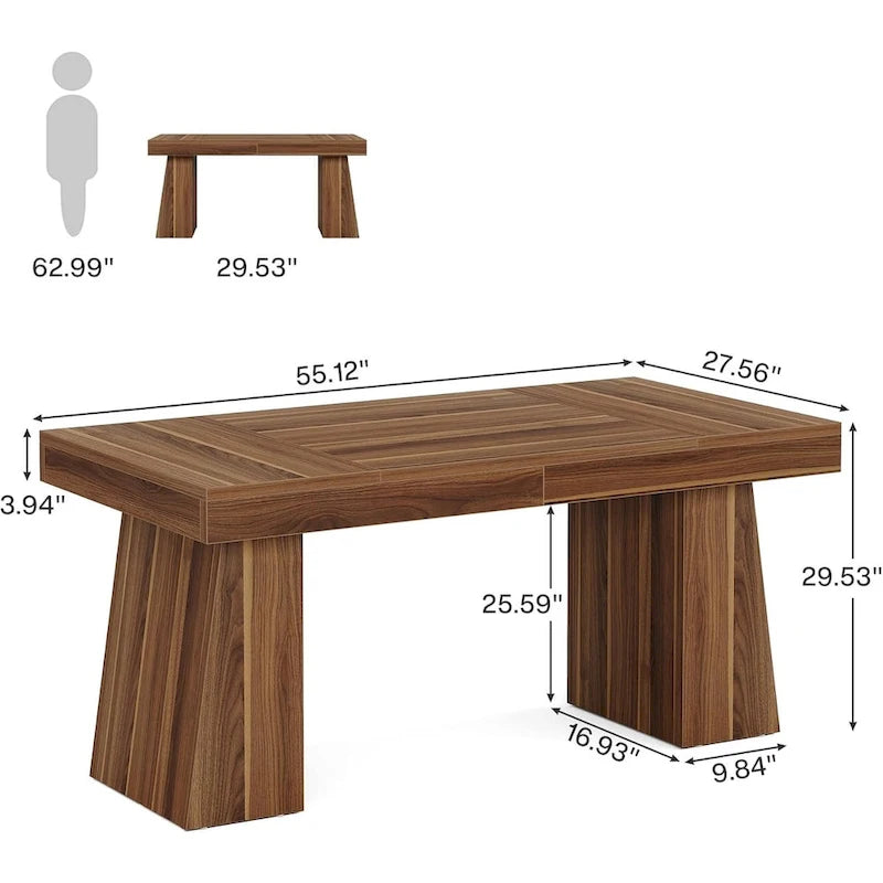 Bureau de direction moderne de 140 cm (55 pouces), bureau d'ordinateur en bois, poste de travail professionnel