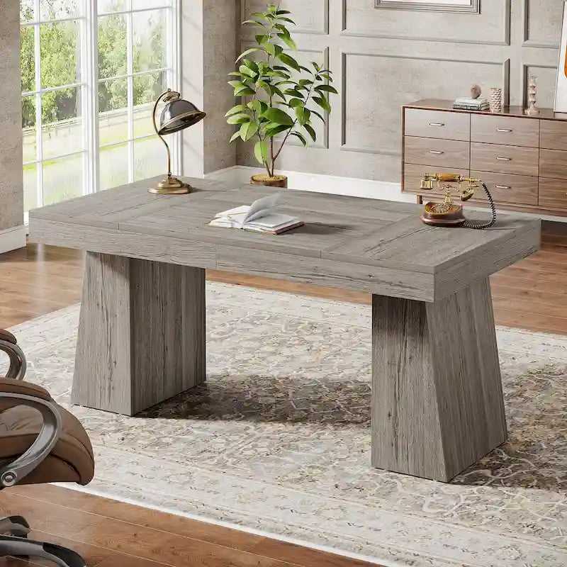 Bureau de direction moderne de 140 cm (55 pouces), bureau d'ordinateur en bois, poste de travail professionnel