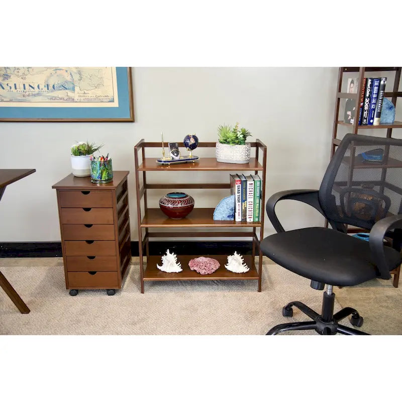 Chariot de rangement à roulettes à 6 tiroirs avec cadre en bambou massif