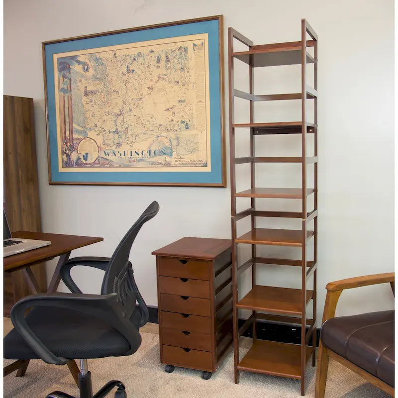 Chariot de rangement à roulettes à 6 tiroirs avec cadre en bambou massif