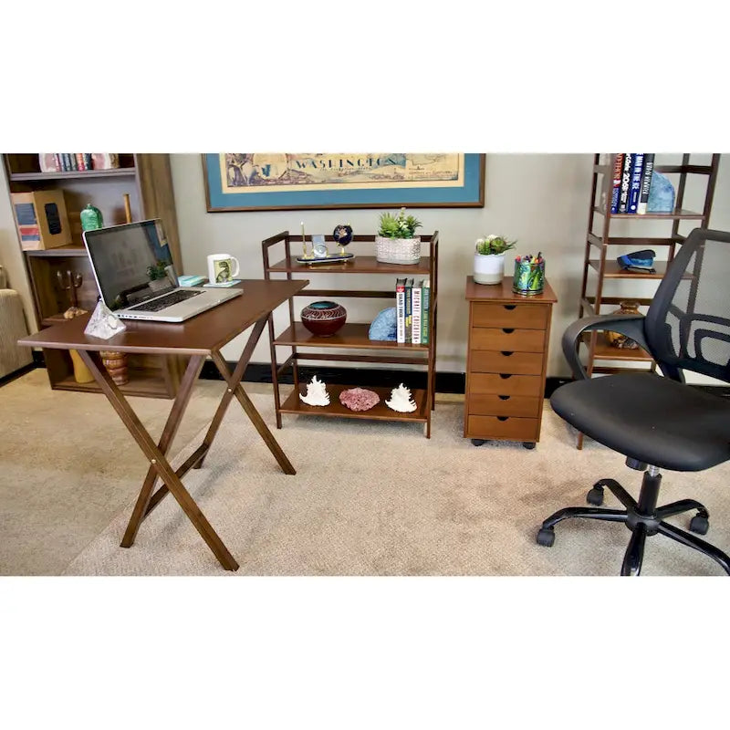 Chariot de rangement à roulettes à 6 tiroirs avec cadre en bambou massif