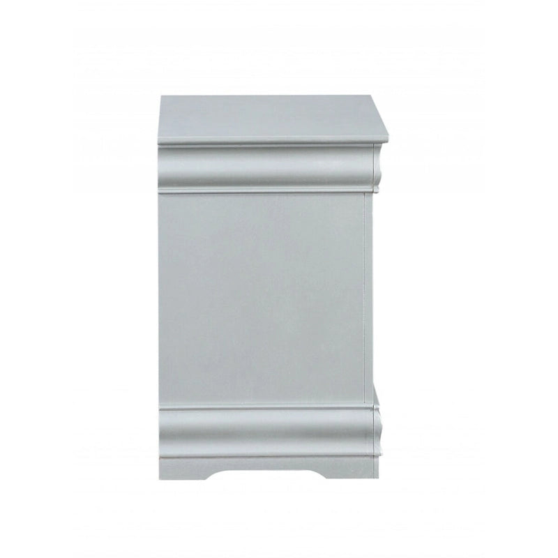 Table de chevet en bois avec 2 tiroirs et poignées en métal